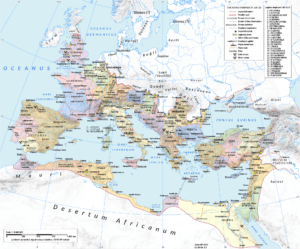 Mapa del Imperio Romano: Roma, Itália, Império Ocidental e Oriental